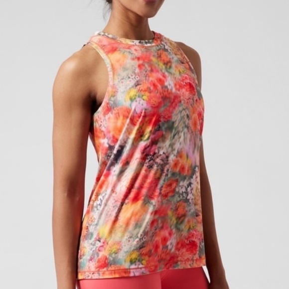 Athleta‎ Zephyr Refined Tank, Renewed Bloom Spring Pink, Size S NWT #798902 - Picture 3 of 14